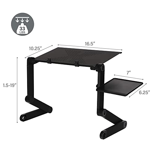 Try & Do Adjustable Laptop Stand For Couch, Bed, Aluminum Portable Lap Desk, Foldable Ergonomic Laptop Desk With Heat Emission Hole & Detachable Mouse Pad #TOP6