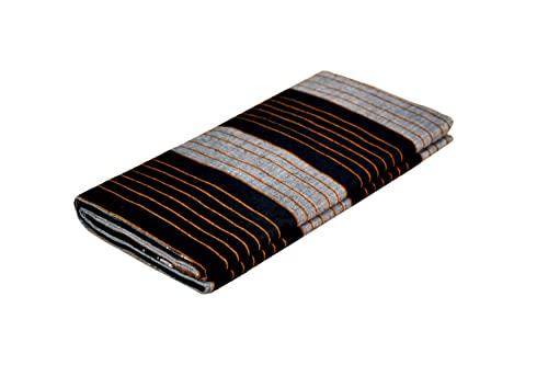 RETRO BRAND 100% Pure Cotton Black Striped Fancy Lungis For Men/2.00 Meters Length Lungis/Stitched And Unstitched Lungis/Pack Of Two Lungis