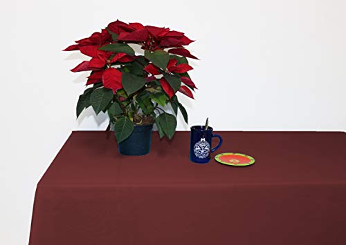 Perfect Textil Mantel Mesa Rectangular Color Liso de Poliéster Lavable Ideal para Las Mesas de Buffet Plegables, Mesas de Picnic al Aire Libre y Mesas de Comedor y Cocina (Granate, 150x250cm)