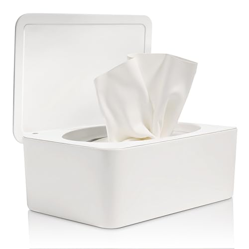 Versiegelte Feuchttücher Box mit großem Volumen Staubschutz Weiß Baby Feuchttücherbox für feuchte Tücher Toilettenpapier Taschentücher im Badezimmer Wohnzimmer