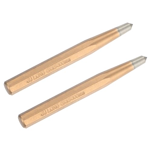 M METERXITY 2-Pack Center Punch 6mm Shank Point, 10x100mm Alloy Steel Center Punch Tool, Impact Resistant Metal Punch Center for Mark/Drilling/Punching/Scribing/Locator/Starting Nail [Golden]