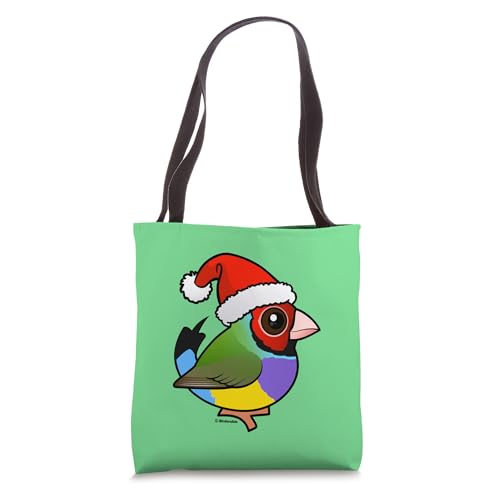 Cute Cartoon Gouldian Finch Santa Claus Christmas Birdorable Tote Bag
