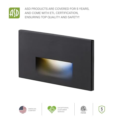 ASD LED Recessed Step Light Fixture, Dusk to Dawn Tread Lighting | 3CCT, Motion Sensor, Photocell, Waterproof, ETL Listed | 3W 120LM 3000K-5000K 120V | Staircase Illumination | Dark Bronze, 4 Pack by ASD - Image 7