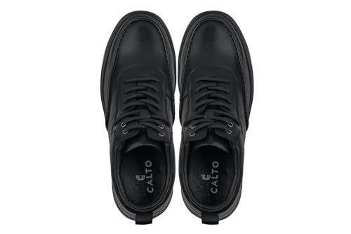 CALTO Men's Invisible Height Increasing Elevator Shoes - Pebble Grain Leather Sneaker-Boots - 2.8 Inches Taller4