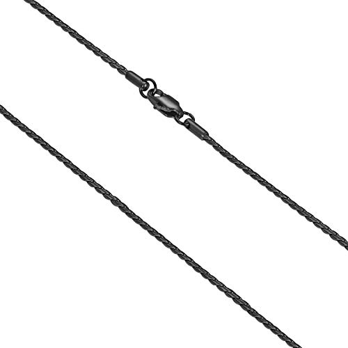 2mm Titanium Steel Unique Black Snake Chain Necklace for Men and Women, Twist Mens Chain