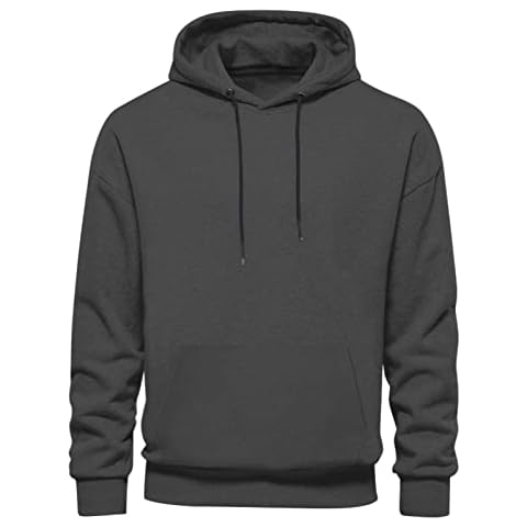 AUMELR Mens Hoodies Pullover Fleece Casual Sweatshirt Tops Jumpers Hoody Dark Grey Hoodie L Cover