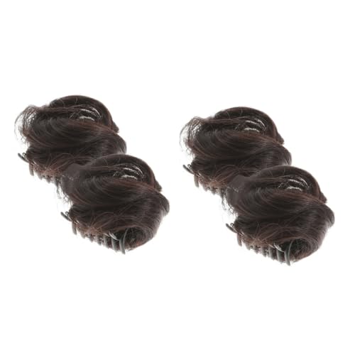 GAROZATION 2sets Cat Ears Bun Wigs Women Hair Pieces Fake Bun Extension Claw Clip for Styling 2pcs*2