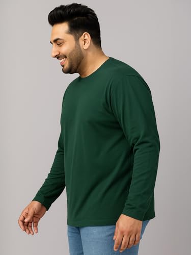 Image of Veirdo Pure Cotton Regular Fit Solid Core Plus Size Plus Size Full Sleeve T-Shirt for Men (Sizes: 2XL to 5XL)