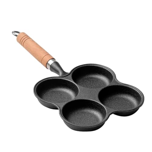 LAPYAPPE 焦げ付きにくい四孔卵焼き器 フラット底均一加熱 キッチンオムレツパン 省エネ設計 滑り止めハンドル付き 朝食やお弁当作りに