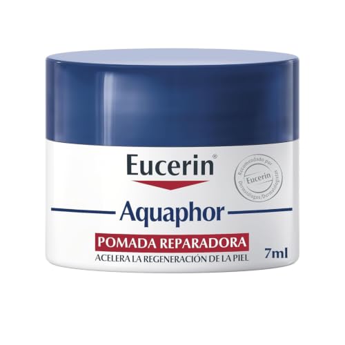 Eucerin Aquaphor Pomada Reparadora 7 ml - Pomada Cicatrizante para la Piel Dañada y Seca - Bálsamo Labial Reparador con Pantenol y Bisabolol que Calma y Regenera - Para Piel Sensible - Sin Alcohol