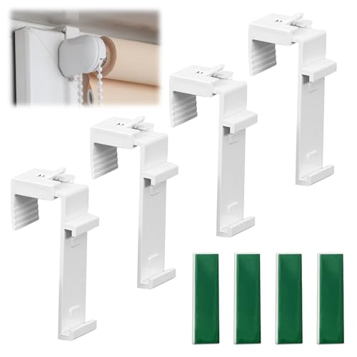 4 Pièces Support À Pince Long Pour Stores Enrouleurs Doubles, Support De Serrage Universel Avec Rail Support En Tissu Séparé Fixation Store Sans Percage Pour Stores...