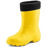 Ladeheid Girl's EVA Thermo Extra Light Wellington Boots Rainy Wellies Rain Boots LALMG879 (Yellow/Black, 4.5 UK)