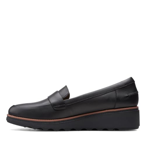 Clarks Damen Sharon Gracie Penny Loafer, Schwarz Leder, 36.5 EU – Ansicht 3