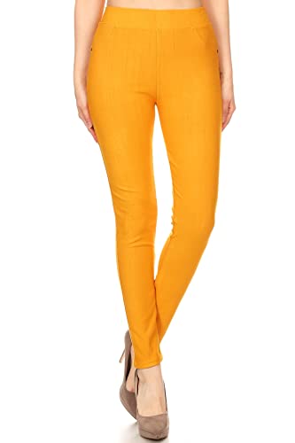 Image of Leggings Depot Women's Cotton Blend Stretch Pull-on Jeggings Casual Pants with Pockets (Available in Plus Size)