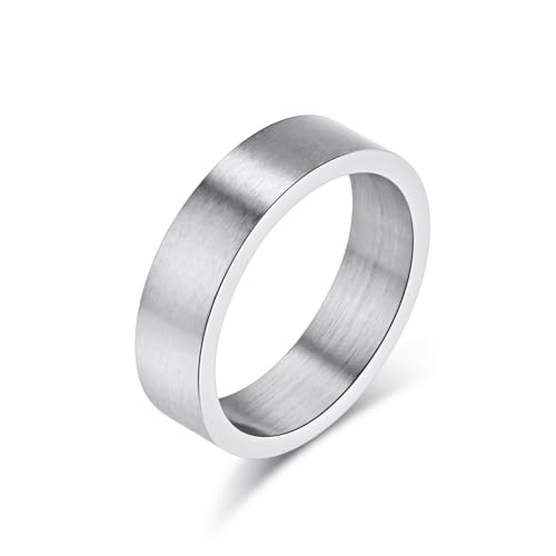 Aprila 6mm Silver Stainless Steel Matte Brushed Classic Simple Plain