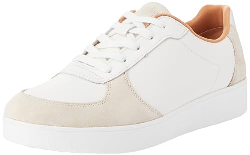 Fitflop Rally Leather/Suede Panel Sneakers, Zapatillas Mujer, Gris/Blanco (Urban White/Paris Grey), 38 EU
