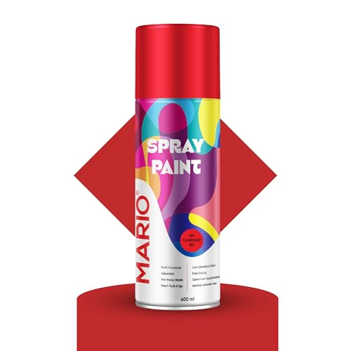 Image of Mario Spray Paint - 1001 Fluorescent Red (400ml) | Neon Red Spray Paint for Bikes, Sign Boards & High Visibility Use