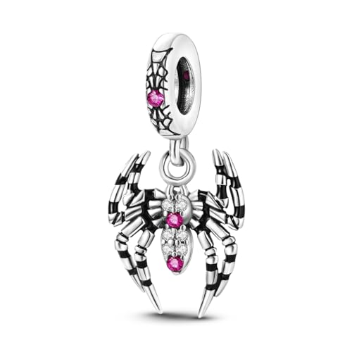 NUJIFFY Dijes de animales lindos Dijes de plata de ley 925 Colgante para pulsera Dijes de oso Dijes de perro Joyería para regalo de mujer (Araña mágica Bead Charms)