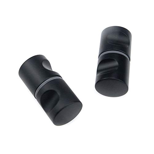Meprotal 2Pcs Aluminum Alloy Glass Handle Shower Door Knob Single Hole Matte Black Glass Knob For Bathroom (Square Head) #TOP2