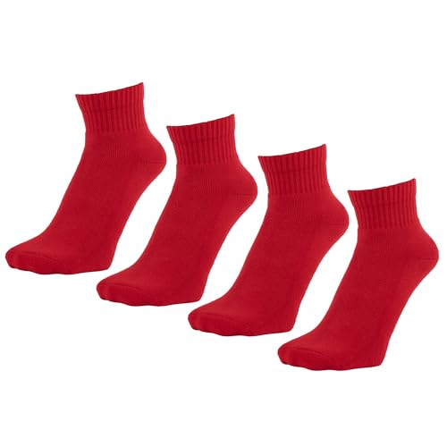 Image of ZAKIRA Combed Cotton Terry Cushioned Athletic Ankle Trainer Socks – Soft Breathable Sports Socks for Men & Women - 4 Pack, 4-6 (UK), Red