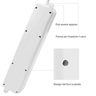 Extrastar Multipresa Ciabatta Elettrica con 6 Prese Universali ITA 10/16A e Schuko, Interruttore Luminoso, Cavo 3 m con Spina Italiana 16A, Bianco, bipasso