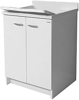 Montegrappa Mobile Lavatoio Edilla Bianco 45x50x85 Cm – 1 Anta Sinistra Con Vasca E Asse In Legno, Made In Italy