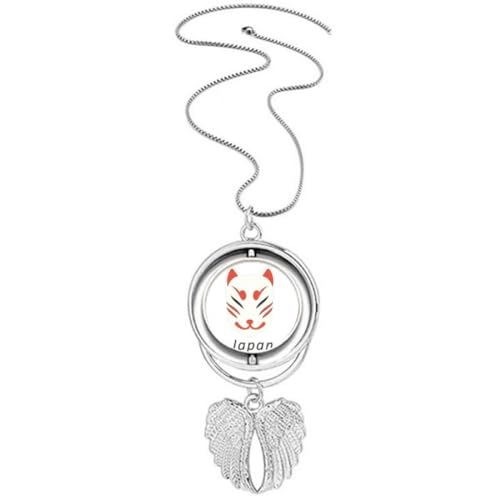 Collier traditionnel japonais renard et ailes d'ange en émail pour look unique