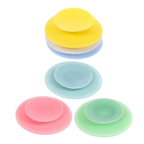 FRCOLOR 6pcs Double-Sided Non-Slip Silicone Suction Pads for Bowls and Plates Adjustable Food Bowl Holders for Toddlers Elderly and Patients for Secure Tableware