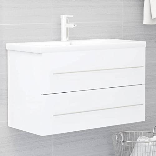 Generico Mueble lavabo blanco 80 x 38,5 x 48 cm de madera multicapa, juego de muebles para baño, 804701