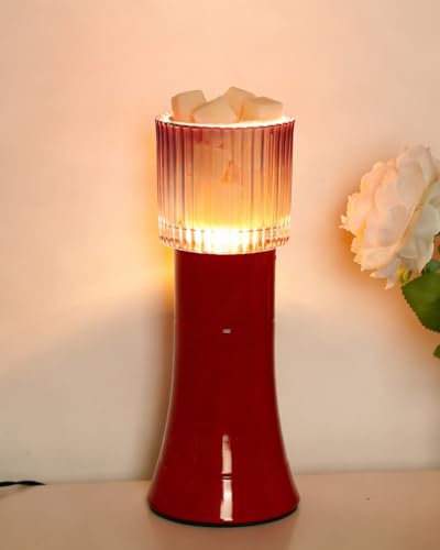 Lamptobe Elektrische Duftlampe für Wachs und Ätherische Öle Flammenlose Elektrische Ölbrenner Dekorative Wachslampe für Raumduft Dekoration und Geschenk Retro-Rot
