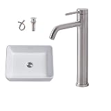 HOTIS HOME Brushed nickel Vessel Sink Faucet and 16" x 12" White Bathroom Sink
