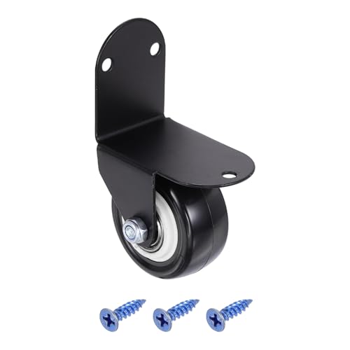 Roulette latérale fixe de 5,1 cm avec plaque en L noire pour meuble et porte