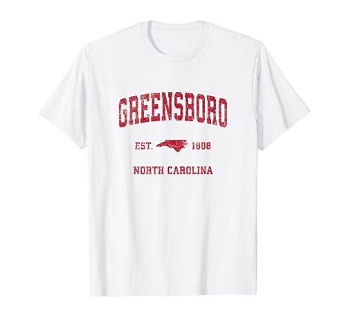 Greensboro North Carolina NC Vintage Sports Design Red Print T-Shirt