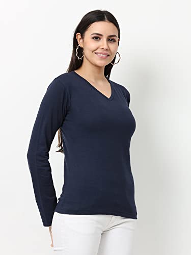 Image of Wafaa Women's Cotton Plain V Neck Full Sleeve T-Shirt