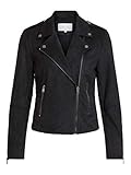 lederimitat jacke damen grau Bikerjacke Vila Damen Vifaddy Jacket - Noos Jacke, Schwarz, 36 EU