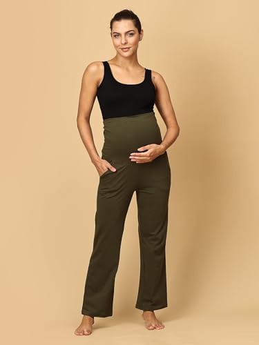 Image of The Mom Store Maternity Track Pants | for Pregnant Women with Ultimate Comfort | Prenatal Yoga Pants | Pre and Post Pregnancy