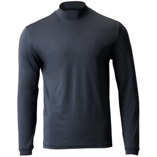 Image of TGW Mens Solid Performance Long Sleeve Golf Mock Neck T-Shirt for Golfing