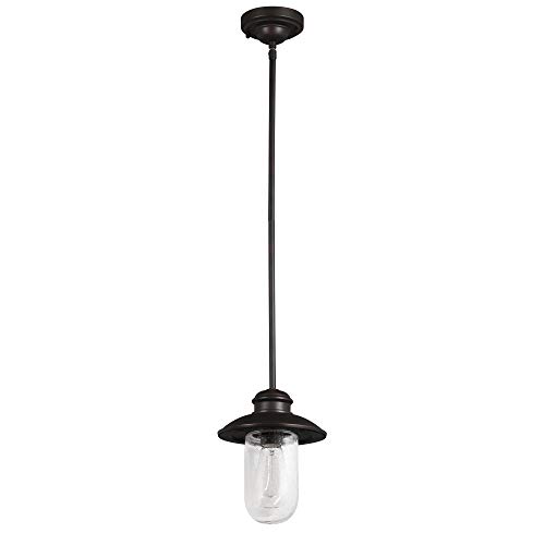 Image of Design House 588996-BRZ Stevenson Rustic Industrial 1-Light Indoor Dimmable Pendant with Clear Seedy Glass and Metal Wire Shade for Kitchen Island barBedroom, Bronze