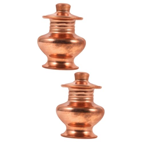 Alipis 2 Pz vaso di rame rosso bottiglie di acqua santa ciotola di offerta buddista coppa del tempio abbellimenti per l'artigianato ornamento del bottiglia di da tavolo