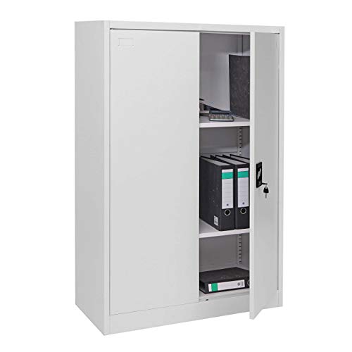 Mendler Armario de oficina archivador HWC H17, 2 puertas, 3 estantes, acero, 40 x 90 x 140 cm, gris