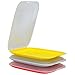 EnGELLAND - Set di 3 scatole impilabili di alta qualità, per salsicce e salsicce, perfetto ordine in frigorifero, colore: grigio/giallo, arancione, dimensioni 25 x 17 x 3,3 cm