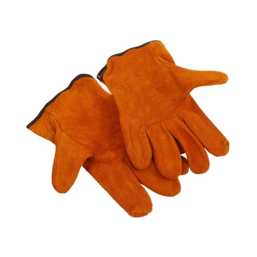 TOBBOMEY Guanti da Saldatura Corti in Pelle Resistenti al Calore per Lavoro e Manutenzione Protezione Mani per Saldatori Uomo e Donna Durevoli e Multifunzione