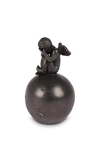 Mini-urne en bronze ange assis reliquaire cinéraire pour cendres
