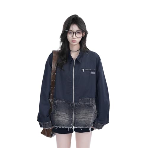 Bombers oversized pour femme en denim avec fermeture full zip