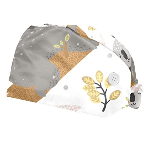 Chapeaux de Travail Koala Floral Lot de 2 Casquettes Unisexes pour Hommes et Femmes