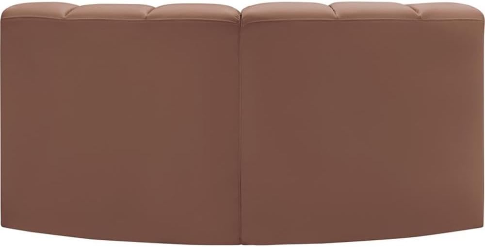 BOWERY HILL Contemporary Vegan Leather Modular Sectional, 2-Piece, Cognac, Deep Channel Tufting, 60" W x 33" D x 30" H, Sleek Modern Sofa for Living Room, Bedroom, or Home Office
