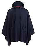 COOFANDY Men's Hoodie Lightweight Hooded Sweatshirt Casual Long Length Poncho Cape Cloak Cotton Blend Pullover Navy Blue
