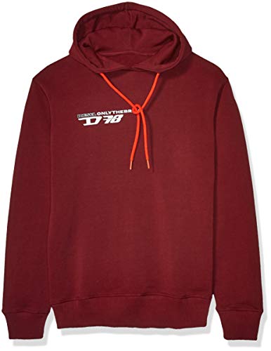 Diesel Men's Brandon Hoodie Sweatshirt, Burgundy/red, XL