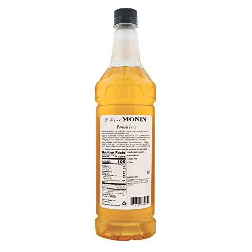 Monin - Passion Fruit Syrup, Sweet Tropical Flavors, Great for Teas, Sodas, & Cocktails, Natural Flavors, No Artificial Sweeteners or Ingredients, Gluten-Free, Vegan, Non-GMO, Clean Label (1 Liter)