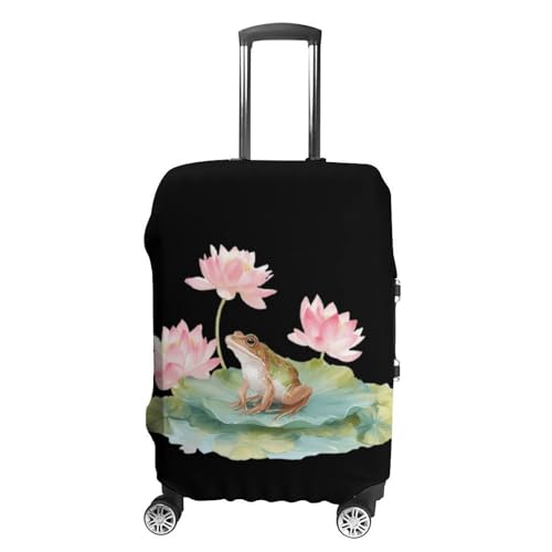 Frog Sitting on Lotuss Leaf Luggage Covers Washable Travel Suitcase Cover Elastic Baggage Protector